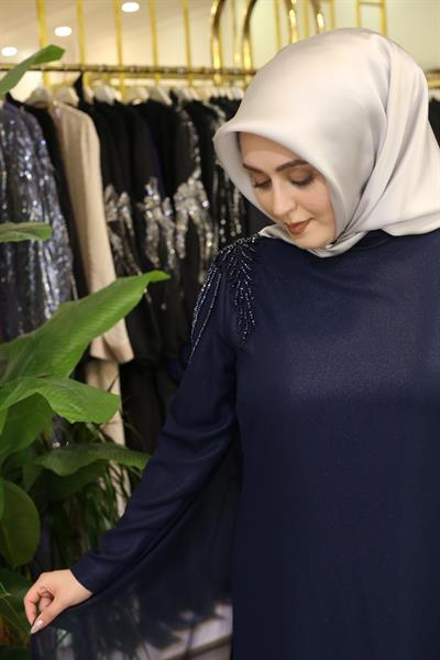 Kuşaklı Gofre Elbise  Siyah