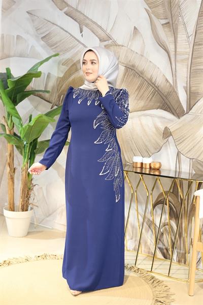 Kuşaklı Gofre Elbise  Siyah