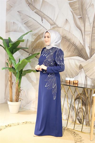 Kuşaklı Gofre Elbise  Siyah