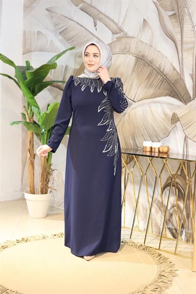 Kuşaklı Gofre Elbise  Siyah
