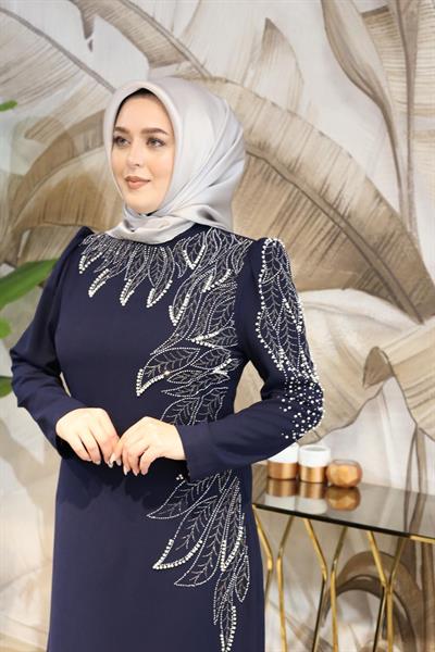 Kuşaklı Gofre Elbise  Siyah