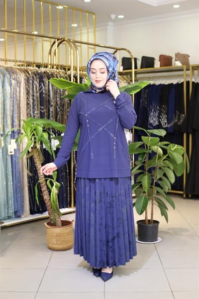 Kuşaklı Gofre Elbise  Siyah