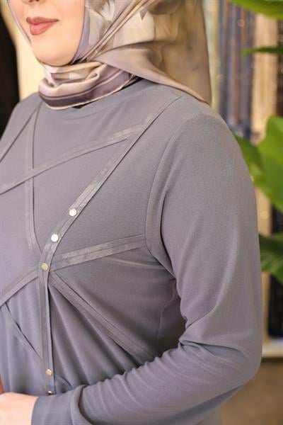 Kuşaklı Gofre Elbise  Siyah