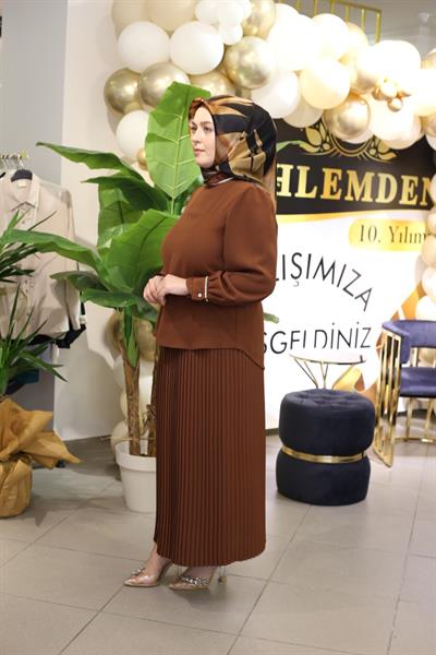 Kuşaklı Gofre Elbise  Siyah