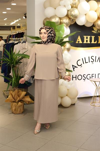 Kuşaklı Gofre Elbise  Siyah